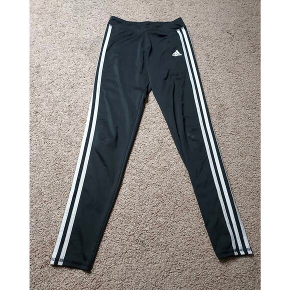 Girl's Size Large (14) Adidas Black & White Leggings Side Stripe - Picture 1 of 5